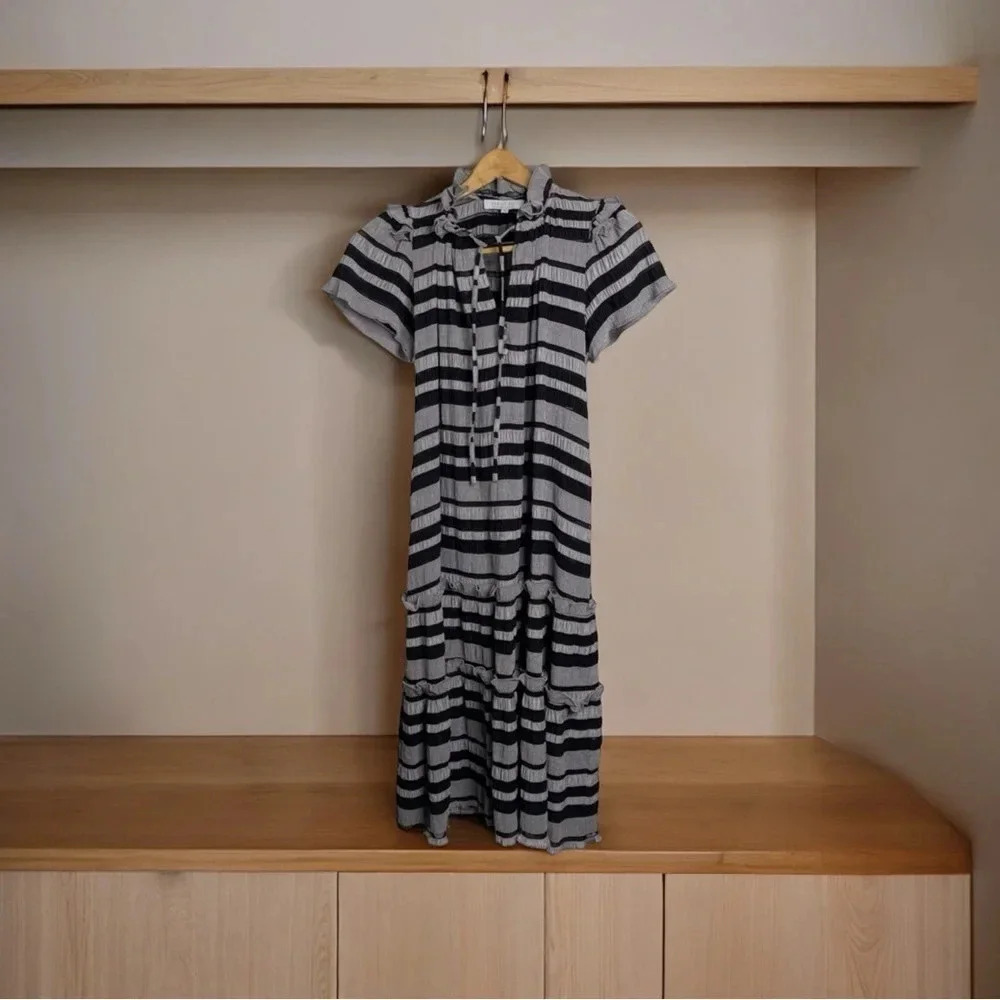 ⭐️NWOT⭐️ Hunter Bell NYC- Matthews Dress Black Stripe size S - Picture 4 of 10